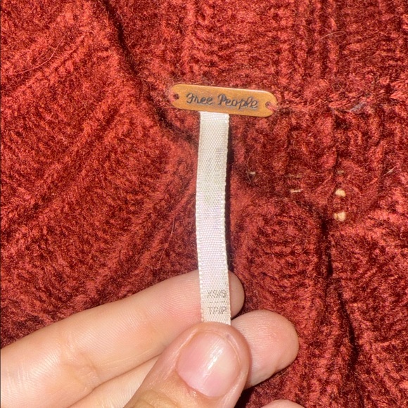 Free people Red and Tan Knit Poncho with Fringe - Picture 2 of 4